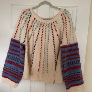 POL Cream Sweater with Multicolor Stripes